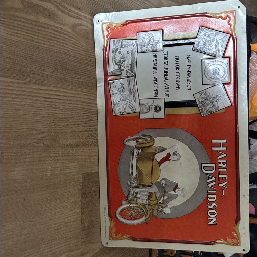 Harley-Davidson Red and White Vintage Sign